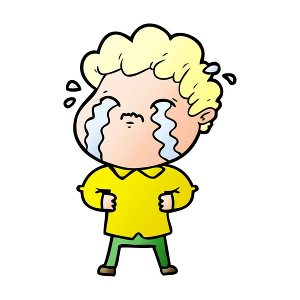 Vector Illustration Cartoon Man Crying — Stock Vector