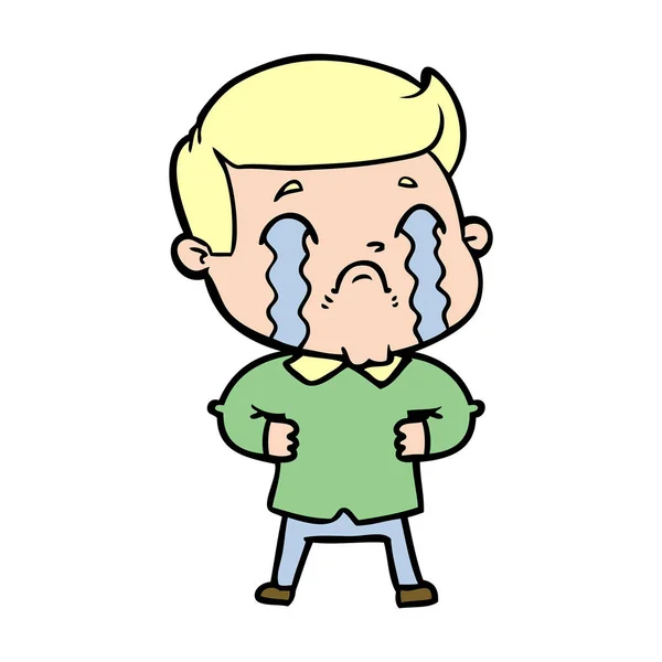 Vector Ilustración Dibujos Animados Hombre Llorando — Vector de stock