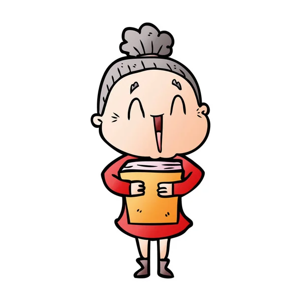 Cartoon Happy Old Lady — Stock Vector