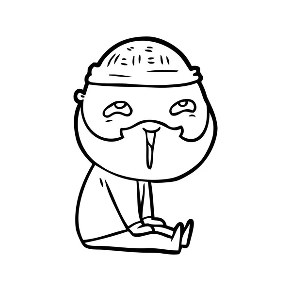 Desenho Animado Homem Barbudo Feliz —  Vetores de Stock