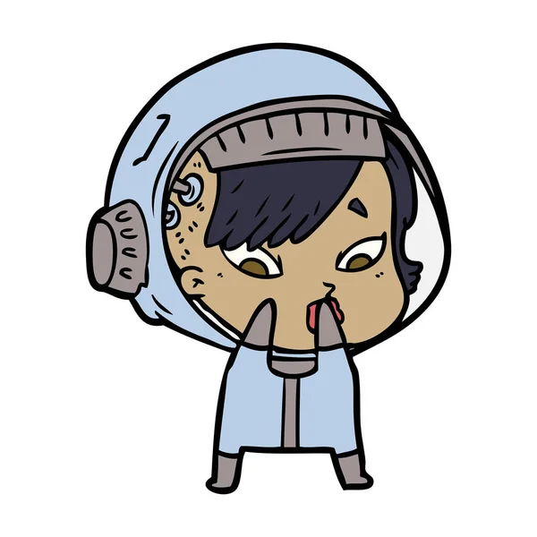 Wektor Ilustracja Kobiety Kreskówka Astronauta — Wektor stockowy