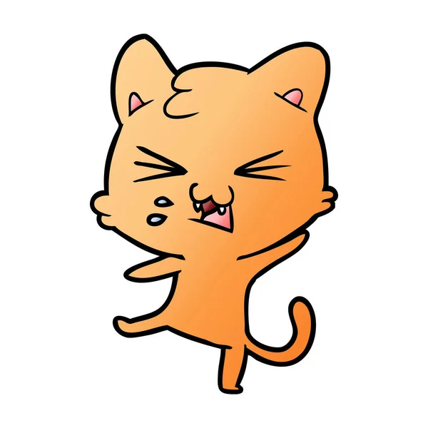 Gambar Vektor Dari Kartun Kucing Mendesis - Stok Vektor