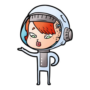 vektör çizim karikatür astronot kadın