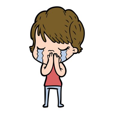 vektör çizim karikatür kadının ağladığını