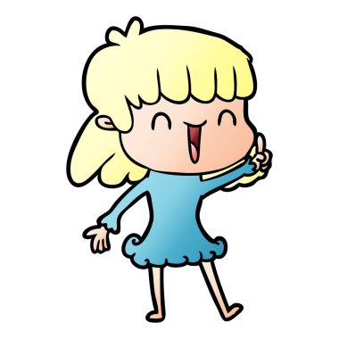 Çizgi filmdeki kadının vektör çizimi