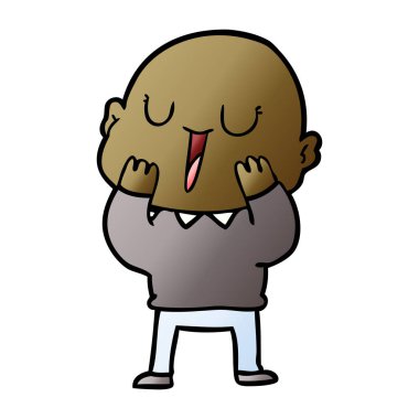 mutlu karikatür kel adam