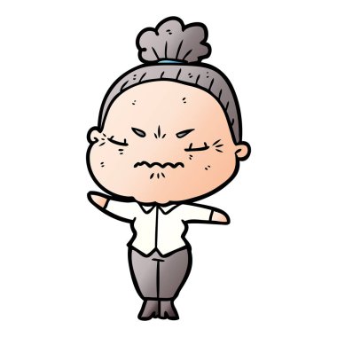 karikatür rahatsız yaşlı kadın