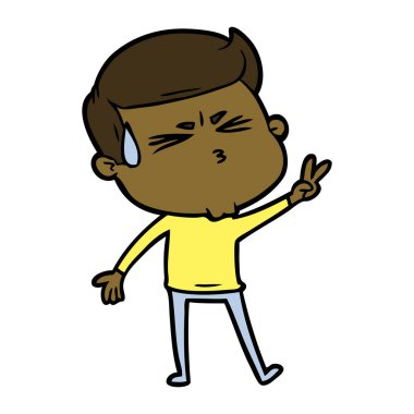 vektör çizim karikatür adam terleme