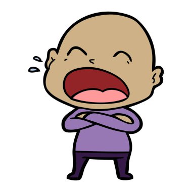 karikatür bağırarak kel adam