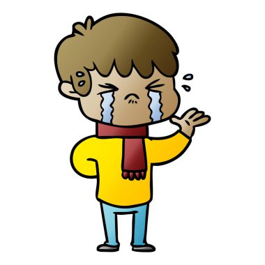 vektör çizim karikatür çocuk ağlıyor