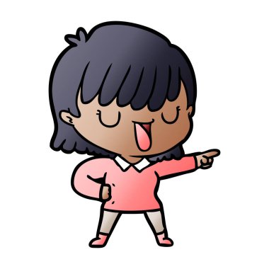 Çizgi filmdeki kadının vektör çizimi