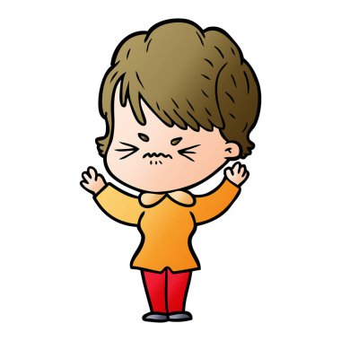 Çizgi filmdeki kadının vektör çizimi