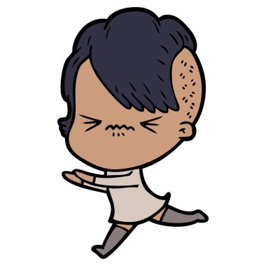 karikatür rahatsız hippi kız