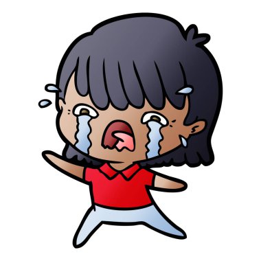 vektör çizim karikatür kız ağlıyor