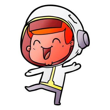 mutlu karikatür astronot vektör çizim