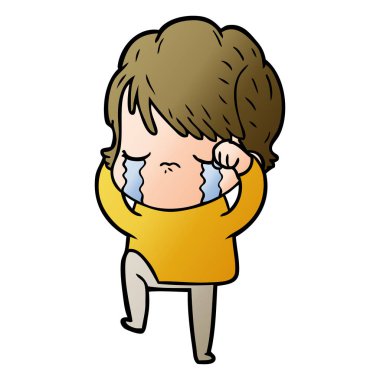 vektör çizim karikatür kadının ağladığını