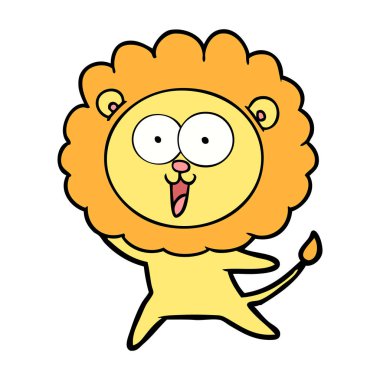 mutlu karikatür aslan vektör çizim