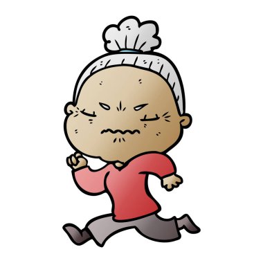 karikatür rahatsız yaşlı kadın