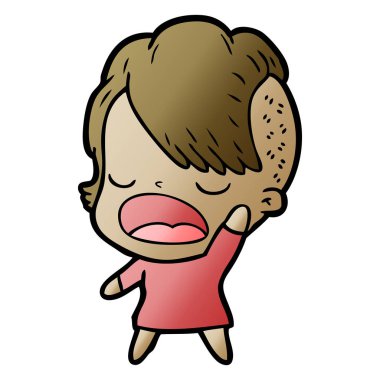 konuşuyor karikatür serin hippi kız