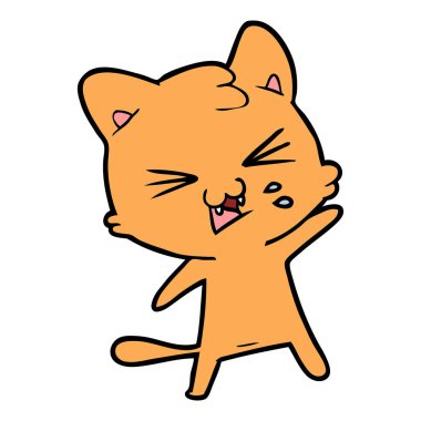 vektör çizim karikatür kedi tıslama