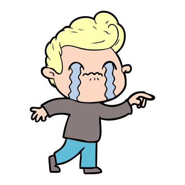 vektör çizim karikatür adam ağlıyor