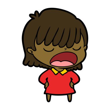 yüksek sesle konuşuyor karikatür kadın