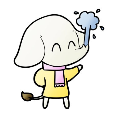 vektör çizim sevimli çizgi fil