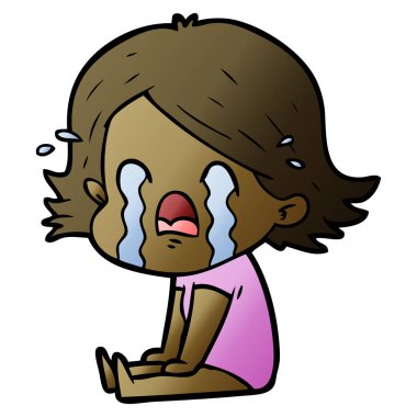 vektör çizim karikatür kadının ağladığını