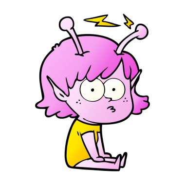 vektör çizim karikatür uzaylı kız