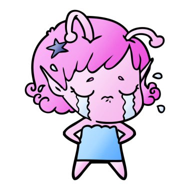 ağlayan uzaylı kız çizgi film