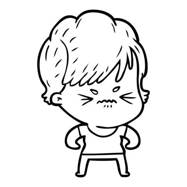 Çizgi filmdeki kadının vektör çizimi