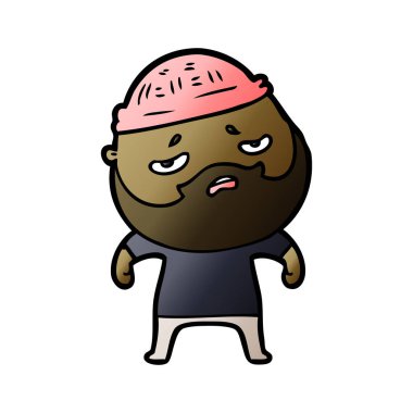 Sakallı endişeli adam çizgi film