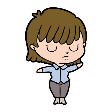 Çizgi filmdeki kadının vektör çizimi