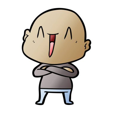 mutlu karikatür kel adam