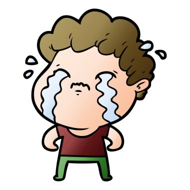 vektör çizim karikatür adam ağlıyor