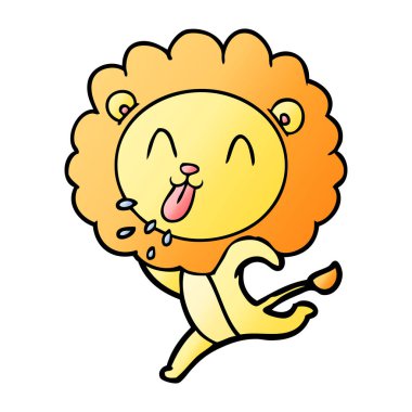 mutlu karikatür aslan vektör çizim