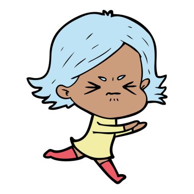 vektör çizim karikatür kızgın kız