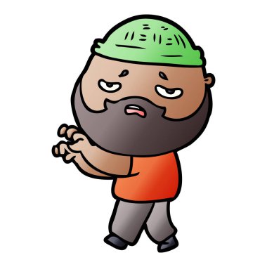 Sakallı endişeli adam çizgi film