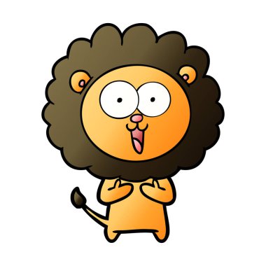 mutlu karikatür aslan vektör çizim