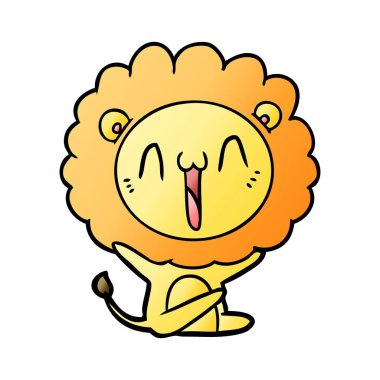 mutlu karikatür aslan vektör çizim