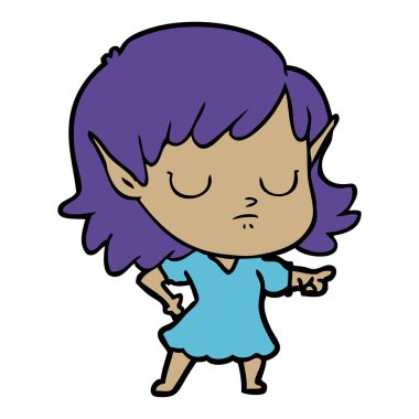 vektör çizim karikatür elf kızı