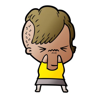 karikatür rahatsız hippi kız