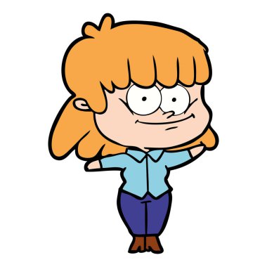 vektör çizim karikatür kız gülümseyerek