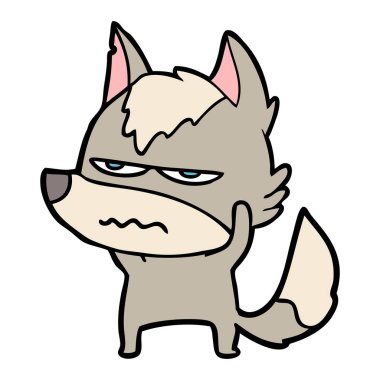 vektör çizim karikatür rahatsız kurt