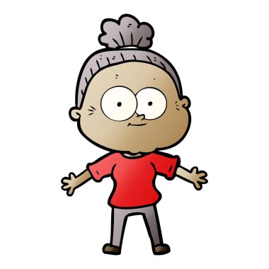 karikatür mutlu yaşlı kadın