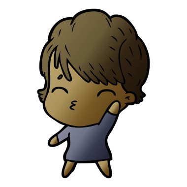 vektör çizim karikatür kadın düşünme