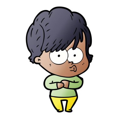 Çizgi filmdeki kadının vektör çizimi