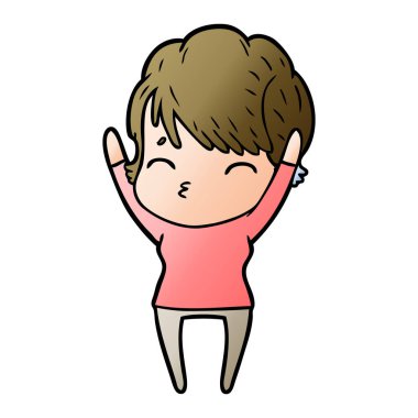 vektör çizim karikatür kadın düşünme