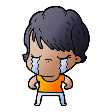 vektör çizim karikatür kadının ağladığını