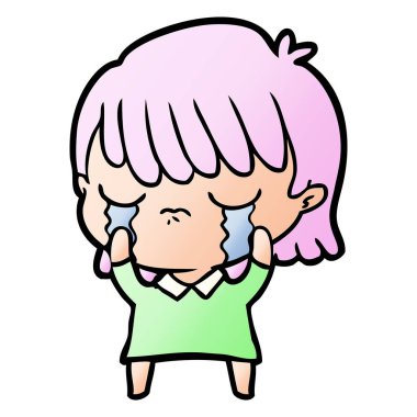 vektör çizim karikatür kadının ağladığını